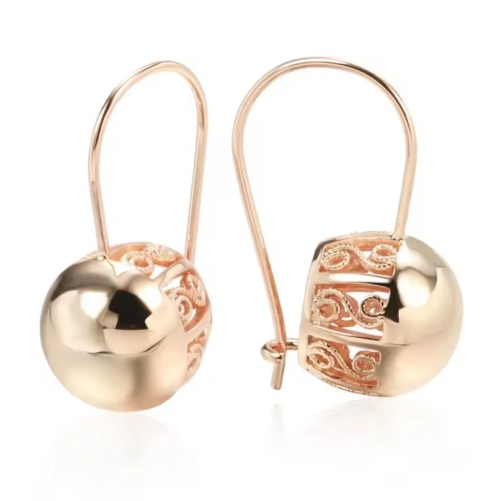 585/14k Rose Gold Ball Drop Earrings - Women Jewelry